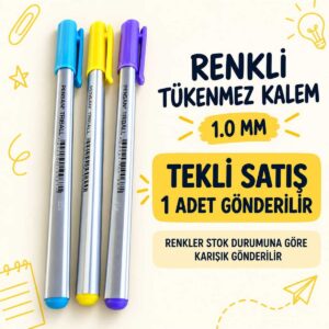 Triball Renkli Tükenmez Kalem 1.0 mm Tekli – Karışık Renk