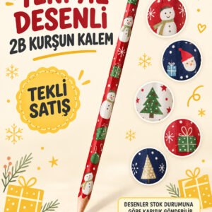 Yeni Yıl Desenli 2B Kurşun Kalem Tekli – Karışık Desen