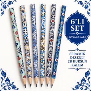 Seramik Desenli 2B Kurşun Kalem 6’lı Set – Karışık Desen