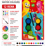 Sulu Boya 12 Renk 12 Tablet + 1 Fırça