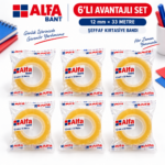 Alfa Şeffaf Kırtasiye Bandı 12 mm x 33 Metre 6’lı Avantajlı Set