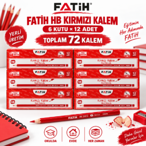 HB Kırmızı Kopya Kalemi 72 Adet – 6 Kutu × 12’li Ekonomik Toplu Paket