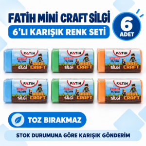 Fatih Mini Craft FS/24M Toz Bırakmaz Silgi 6’lı Karışık Renk Seti
