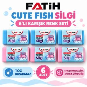 Cute Fish FS/24M Toz Bırakmaz Silgi 6’lı Karışık Renk Seti