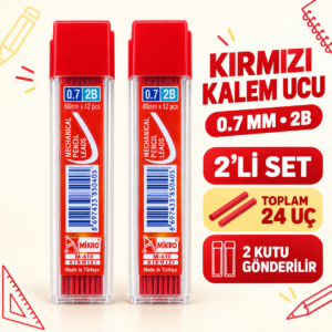 M-610 Kırmızı Kalem Ucu 0.7 mm 2B – 2’li Set, Toplam 24 Uç