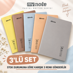 My Note A4 Kareli Defter 60 Yaprak 60 Gr Pastel Kapak 3’lü Karışık Renk Seti