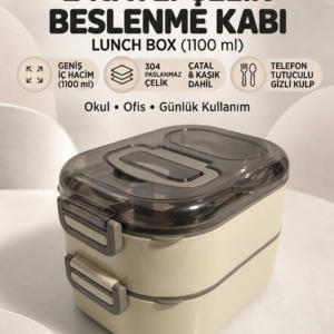 NOKİ Çift Katlı Çelik Yemek Kutusu Krem Renk