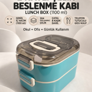 NOKİ Çift Katlı Çelik Yemek Kutusu Yeşil Renk