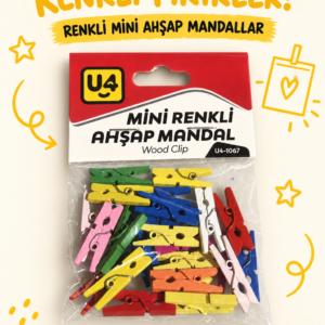 Mini Renkli Ahşap Mandal