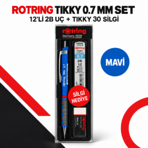 ROTRING TIKKY Min Silgi 3''lü Okul Seti- 0.7 Mavi Renk: Mavi