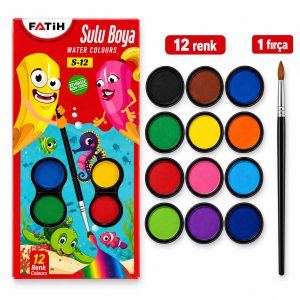 Sulu Boya 12 Renk 12 Tablet + 1 Fırça