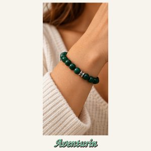 KASSABA JEWEL Aventurin Taşı Bileklik – 8 mm, Unisex, Elastik