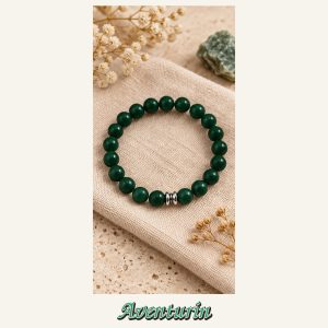 KASSABA JEWEL Aventurin Taşı Bileklik – 8 mm, Unisex, Elastik