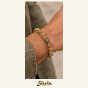 KASSABA JEWEL Sitrin Taşı Bileklik – 8 mm, Unisex, Elastik