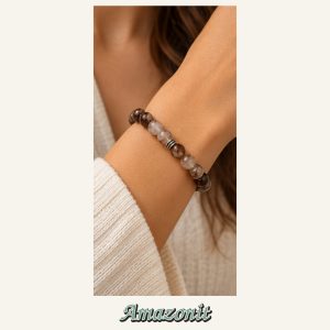 KASSABA JEWEL Amazonit Taşı Bileklik – 8 mm, Unisex, Elastik
