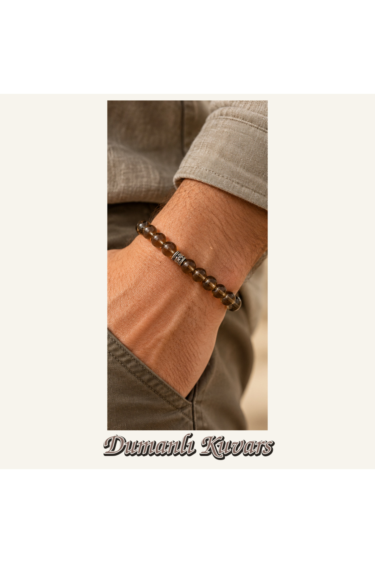 1_org_zoom-31.jpg KASSABA JEWEL Dumanlı Kuvars Taşı Bileklik – 8 mm, Unisex, Elastik