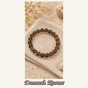 KASSABA JEWEL Dumanlı Kuvars Taşı Bileklik – 8 mm, Unisex, Elastik