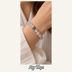 KASSABA JEWEL Ay Taşı Bileklik – 8 mm, Unisex, Elastik