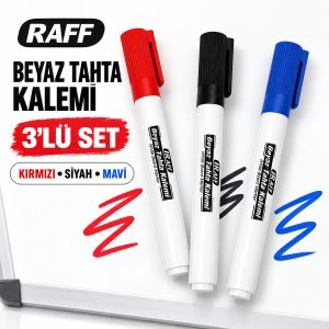 Beyaz Tahta Kalemi 3’lü Set Kırmızı Siyah Mavi Whiteboard Marker