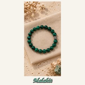 KASSABA JEWEL Malahit Taşı Bileklik – 8 mm, Unisex, Elastik