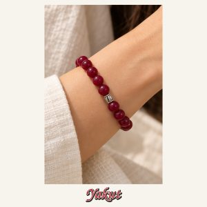 KASSABA JEWEL Yakut Taşı Bileklik – 8 mm, Unisex, Elastik