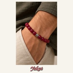 KASSABA JEWEL Yakut Taşı Bileklik – 8 mm, Unisex, Elastik