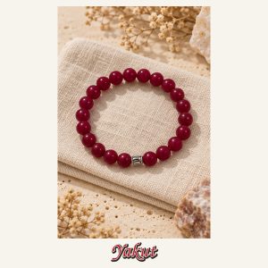 KASSABA JEWEL Yakut Taşı Bileklik – 8 mm, Unisex, Elastik