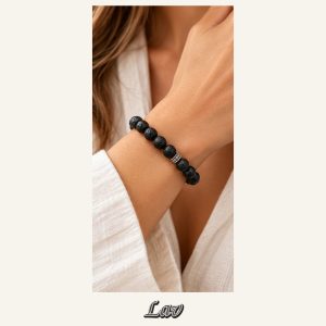 KASSABA JEWEL Lav Taşı Bileklik – 8 mm, Unisex, Elastik