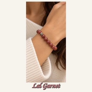 KASSABA JEWEL Lal (Garnet) Taşı Bileklik – 8 mm, Unisex, Elastik