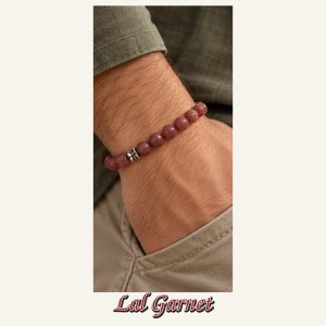 KASSABA JEWEL Lal (Garnet) Taşı Bileklik – 8 mm, Unisex, Elastik