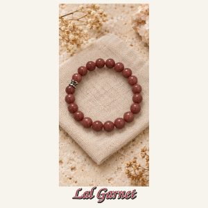 KASSABA JEWEL Lal (Garnet) Taşı Bileklik – 8 mm, Unisex, Elastik