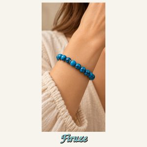 KASSABA JEWEL Firuze Taşı Bileklik – 8 mm, Unisex, Elastik
