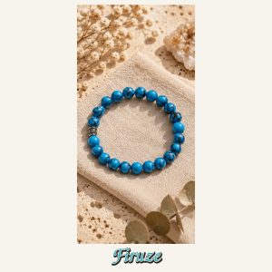 KASSABA JEWEL Firuze Taşı Bileklik – 8 mm, Unisex, Elastik