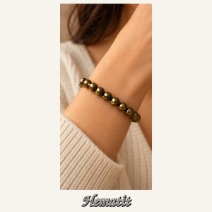 KASSABA JEWEL Hematit Taşı Bileklik – 8 mm, Unisex, Elastik