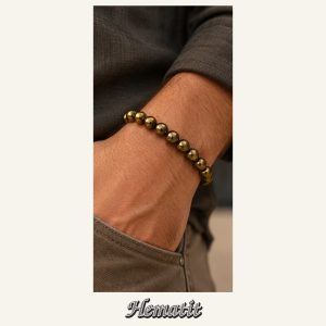KASSABA JEWEL Hematit Taşı Bileklik – 8 mm, Unisex, Elastik