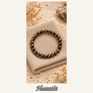 KASSABA JEWEL Hematit Taşı Bileklik – 8 mm, Unisex, Elastik