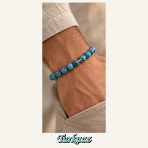 KASSABA JEWEL Turkuaz Taşı Bileklik – 8 mm, Unisex, Elastik