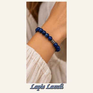 KASSABA JEWEL Lapis Lazuli Taşı Bileklik – 8 mm, Unisex, Elastik