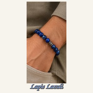 KASSABA JEWEL Lapis Lazuli Taşı Bileklik – 8 mm, Unisex, Elastik