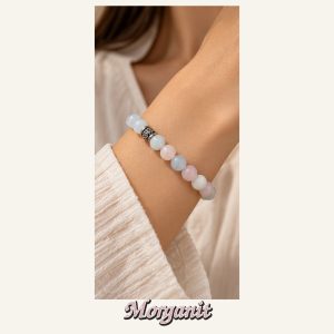 KASSABA JEWEL Morganit Taşı Bileklik – 8 mm, Unisex, Elastik
