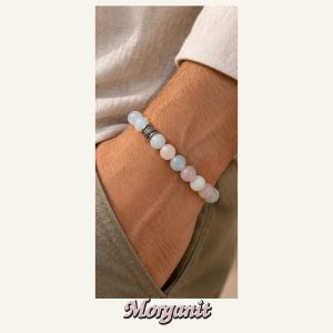 KASSABA JEWEL Morganit Taşı Bileklik – 8 mm, Unisex, Elastik