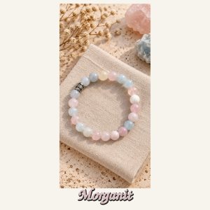 KASSABA JEWEL Morganit Taşı Bileklik – 8 mm, Unisex, Elastik