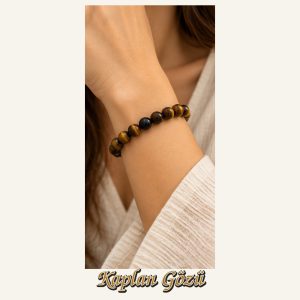 KASSABA JEWEL Kaplan Gözü Taşı Bileklik – 8 mm, Unisex, Elastik