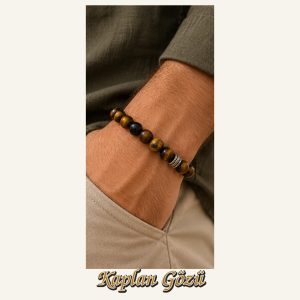 KASSABA JEWEL Kaplan Gözü Taşı Bileklik – 8 mm, Unisex, Elastik