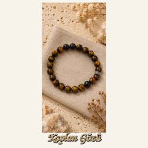 KASSABA JEWEL Kaplan Gözü Taşı Bileklik – 8 mm, Unisex, Elastik