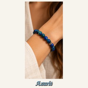 KASSABA JEWEL Azurit Taşı Bileklik – 8 mm, Unisex, Elastik