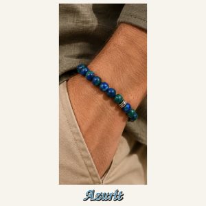 KASSABA JEWEL Azurit Taşı Bileklik – 8 mm, Unisex, Elastik