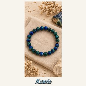 KASSABA JEWEL Azurit Taşı Bileklik – 8 mm, Unisex, Elastik