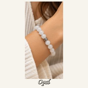 KASSABA JEWEL Opal Taşı Bileklik – 8 mm, Unisex, Elastik