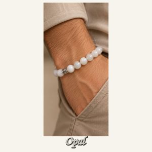 KASSABA JEWEL Opal Taşı Bileklik – 8 mm, Unisex, Elastik